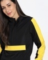 Shop Women's Yellow & Black Color Block Windcheater Jacket-Front