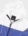 Shop Women's White & Blue Color Block Windcheater Jacket