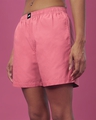 Shop Women's Coral Orange Boxer Shorts-Front