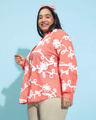 Shop Women's Coral Pink Embroidered Relaxed Fit Plus Size Shirt-Design