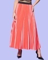 Shop Women's Coral Pink Pleated Skirts-Front