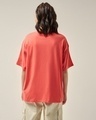 Shop Women's Coral Pink Snacking Graphic Printed Oversized T-shirt-Full