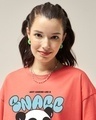 Shop Women's Coral Pink Snacking Graphic Printed Oversized T-shirt