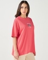 Shop Women's Coral Pink Twilight Club Graphic Printed Oversized T-shirt-Full