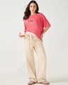 Shop Women's Coral Pink Twilight Club Graphic Printed Oversized T-shirt