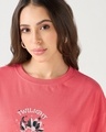 Shop Women's Coral Pink Twilight Club Graphic Printed Oversized T-shirt