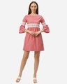 Shop Women's Coral Red & White Striped Empire Dress-Full