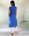 Shop Women's Cotton Swiss Dot Dobby Sleeveless Classic Blue Kurta with Belt Tie Up-Full