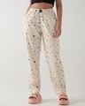 Shop Women's Cream All Over Printed Pyjamas-Front