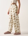 Shop Women's Cream All Over Printed Wide Leg Pyjamas-Front