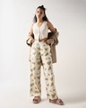 Shop Women's Cream All Over Printed Wide Leg Pyjamas-Full