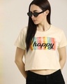 Shop Women's Cream Graphic Print T-shirt-Front
