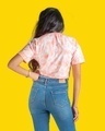 Shop Women's Beige & Pink Tie & Dye Loose Comfort Fit Crop T-shirt-Design