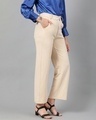 Shop Women's Creamy Beige Straight Fit Trousers-Design