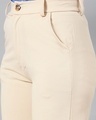 Shop Women's Creamy Beige Straight Fit Trousers