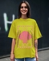 Shop Women's Cress Green Siren Shell Graphic Printed Oversized T-shirt-Front