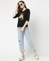Shop Women's Current Mood Minion 3/4 Sleeve Graphic Printed Slim Fit T-shirt-Design