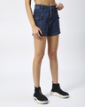 Shop Women's Dark Blue Denim Cargo Shorts-Design