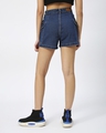 Shop Women's Dark Blue Denim Cargo Shorts-Full