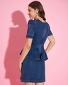 Shop Women's Dark Blue Peplum Dress-Full