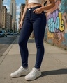 Shop Women's Dark Blue Skinny Fit Jeans-Front