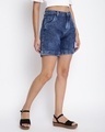 Shop Women's Dark Blue Washed Denim Shorts-Design