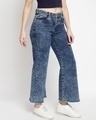 Shop Women's Dark Blue Washed Flared Jeans-Design