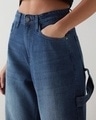 Shop Women's Dark Blue Washed Wide Leg Carpenter Jeans