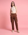 Shop Women's Brown Straight Cargo Pants-Full
