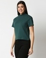 Shop Women's Dark Forest Green Turtle Neck Rib T-Shirt-Design