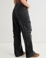 Shop Women's Dark Grey Wide Leg Cargo Jeans-Design