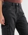 Shop Women's Dark Grey Wide Leg Cargo Jeans
