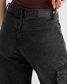 Shop Women's Dark Grey Wide Leg Cargo Jeans
