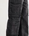 Shop Women's Dark Grey Wide Leg Cargo Jeans