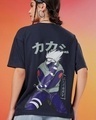 Shop Women's Dark Navy Blue Ninja Kakashi Graphic Printed Oversized T-shirt-Front