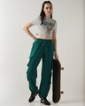 Shop Women's Dark Sea Green Super Loose Fit Cargo Joggers