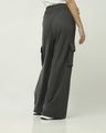 Shop Women's Grey Flared Cargo Track Pants-Design