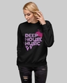 Shop Women's Black Deep house Printed Regular Fit Sweatshirt-Front