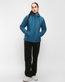 Shop Women's Deep Teal Relaxed Fit Puffer Jacket-Full