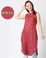 Shop Women's Desi Printed Red Kurta-Front