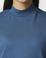 Shop Women's Digital Teal Turtle Neck Rib T-Shirt
