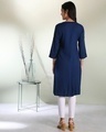 Shop Women's Embroiderred Pocket Classic Blue Kurta-Full