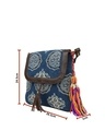 Shop Women's Ethnic Leatherette/Cotton Blue Stamp Tassle Sling Bag-Full