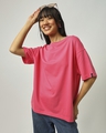 Shop Women's Fandango Pink Oversized T-shirt-Front