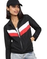 Shop Women's Black & White Color Block Windcheater Jacket-Front