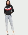 Shop Women's Black & White Color Block Windcheater Jacket-Full