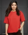 Shop Women's Fiesta Red Oversized T-shirt-Front