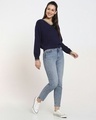 Shop Women's Flat Knit Navy Sweater-Full