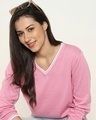 Shop Women's Flat Knit Pink Sweater-Front