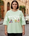 Shop Women's Fog Green Awesome Graphic Printed Oversized Plus Size T-shirt-Front
